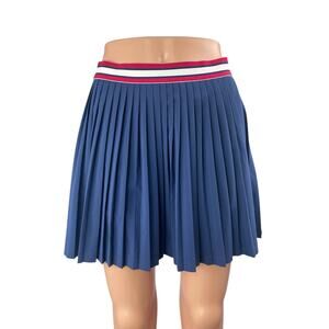 Lilly Pulitzer Luxletic Womens Blue Pleated Mini Flare A-Line Skort Skirt Size S
